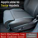 Tesla Model 3/Y Seat Cushion Cover with Memory Foam Leg Support, Premium Waterproof Leather, Non-Slip Base, Full Coverage Design, (Model 3 (2017-2023) & Model Y (2020-2025) - Black - For 1 Seat)