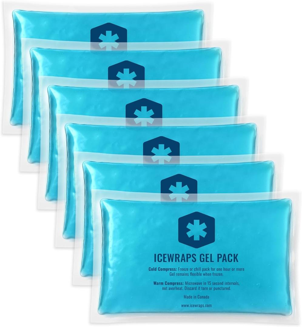 ICEWRAPS Hot & Cold Ice Packs - 3 x 5 in. Soft Gel Ice Packs  Reusable for Injuries Headaches, Joints, Fevers, & More  Made of Pro-Grade, Puncture-Proof Material (6 Packs)