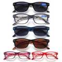 BLOEXCLU 6 Pack Reading Glasses for Women Men Blue Light Blocking Spring Hinge Computer Readers, Anti Eyestrain/Glare (6 Mixed C3, 2.25, Diopters)