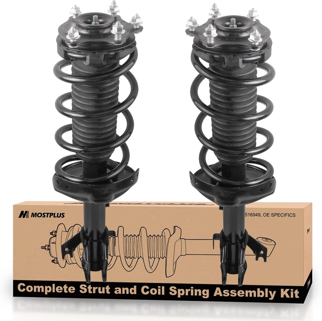 MOSTPLUS Front Pair Complete Strut Spring Assembly Compatible for 2007-2014 Honda CR-V CRV 2.4L Replaces 11605 11606 1333365L 1333365R Left & Right Shock Coil