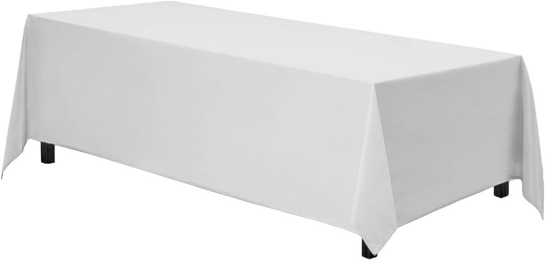 Gee Di Moda Rectangle Tablecloth - 90 x 156 Inch White Table Cloth for 8 Foot Table with Floor-Length Drop - Heavy Duty Washable Fabric - 8 Ft Buffet Table, Holiday Party, Wedding & Baby Shower Gee Di Moda Rectangle Tablecloth - 90 x 156 Inch White Table Cloth for 8 Foot Table with Floor-Length Drop - Heavy Duty Washable Fabric - 8 Ft Buffet Table, Holiday Party, Wedding & Baby Shower