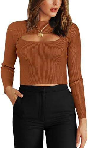 For G and PL Womens Ribbed Knit Cut Out Sweaters Slim Fit Crop Tops S For G and PL Womens Ribbed Knit Cut Out Sweaters Slim Fit Crop Tops S
