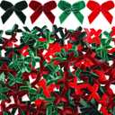 Suncalla 300 Pcs Mini Christmas Bow Christmas Velvet Bows for Crafts 1 Inch Ribbon Bowknot Ornament for Sewing Scrapbooking Gift Wrapping (Plain,Red, Green, Dark Red, Dark Green)