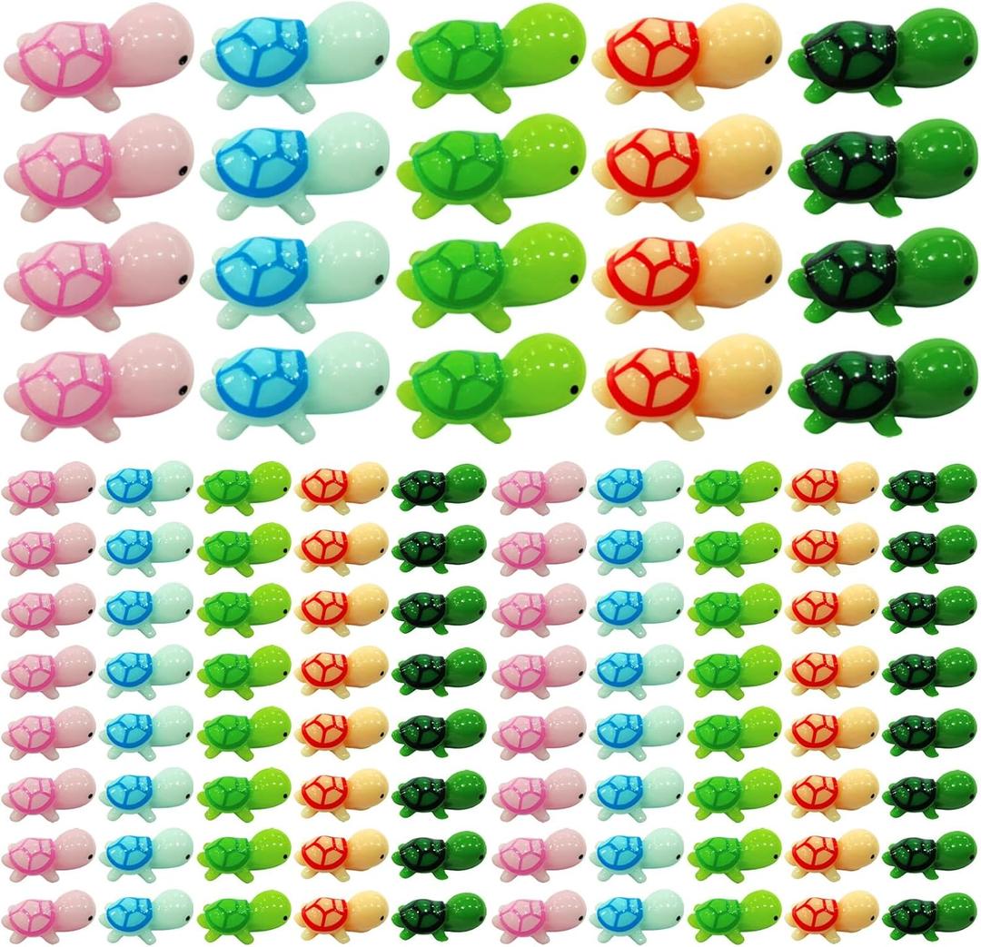 100Pcs Miniature Sea Turtle Figurine Mini Resin Sea Turtle Ocean Animal for DIY Fairy Garden Micro Landscape Decor Ornament