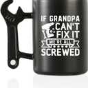 Onebttl Grandpa Gifts Wrench Coffee Mug, Grandfather Gift from Granddaughter and Grandson, 13.5oz/400ml Funny Ceramic Mug for Christmas, Father's Day - Grandpa Can Fix