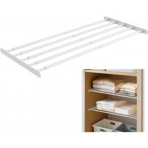 Expandable Closet Shelf Wall-Mounted Metal Storage Rack Adjustable Closet Rod DIY Divider Separator Space Saving for Cabinet Wardrobe Cupboard Kitchen Pantry Cupboard, 31.4-42 Inches (79.8-106.7cm/31.4-42inches)
