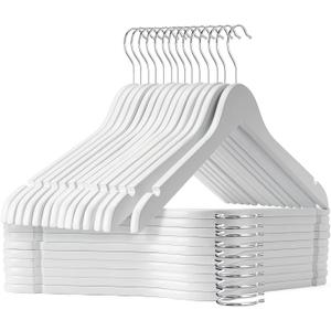 White Wooden Hangers - 20 Pack - Durable Wood Hangers Ideal for Everyday Use & Wedding, for Dress, Coats, Camisole