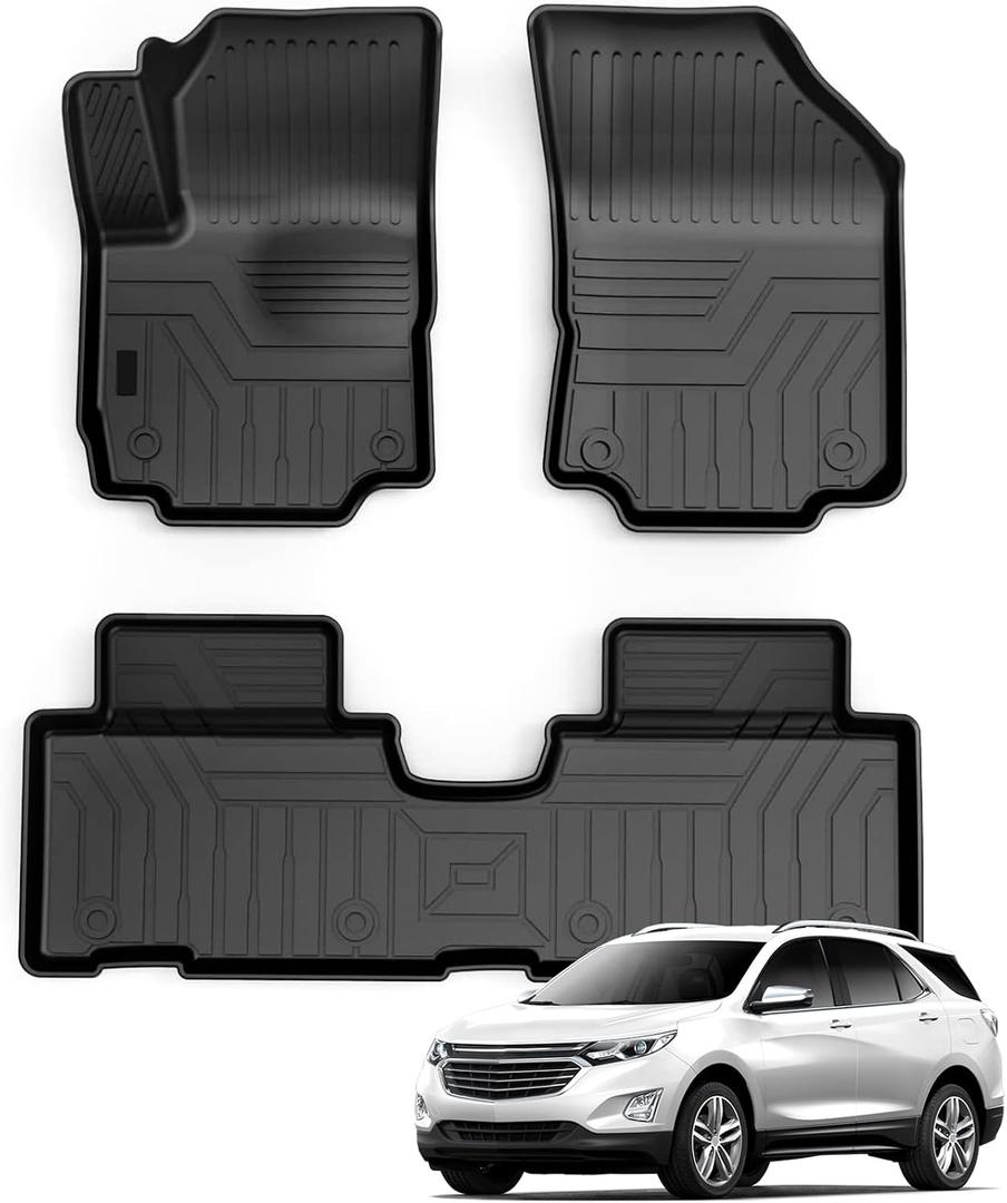 KUST Custom Fit Floor Mats for Chevy Equinox/GMC Terrain 2018-2024 (No for EV), All Weather TPE Rubber Car Mats for Equinox Accessories Front Rear 2 Row Liners, High Edges Non-Slip