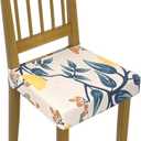 Elastic Stretch Dining Chair Covers Set of 6, Floral Printed Chair Covers, Soft Fabric Removable Washable Upholstered Chair Seat Protector, No Rear Covers (1,6) (38)