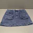 Women Denim Cargo Skirt Mini Low Waist Button Bodycon Y2K Flap Pockets Skirts Size L