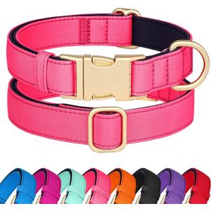 Didog Soft Padded Dog Collar for Large Dogs, Colorful and Durable Pet Collar with Quick Release Buckle, Light and Breathable for Daily Walking, Pink, L (L: Fit 15-23" Neck)