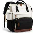 LOVEVOOK Laptop Backpack for Women, 15.6 Inch Work Business Backpacks Purse With Large Capacity, Waterproof Nurse Bag College Bookbag for School, Waterproof Casual Daypack for Travel (Beige-black)