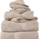 Superior Egyptian Cotton Pile 6 Piece Towel Set, Includes 2 Bath, 2 Hand, 2 Face Towels/Washcloths, Ultra Soft Luxury Towels, Thick Plush Essentials, Guest Bath, Spa, Hotel Bathroom, Stone