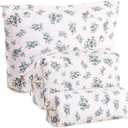 Paterr 3 Pcs Makeup Bag Quilted Cotton Cosmetic Pouch Set Cute Bow Floral Coquette Aesthetic Preppy Makeup Skincare Bag Travel Toiletry Bags for Women Valentine's Gift(Floral,Vintage Color)