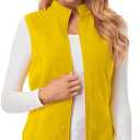 Fuinloth Women's Fleece Vest, Polar Soft Sleeveless Classic Fit with Zip up Pockets (Yellow, XXL)
