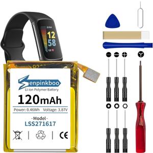 for Fitbit Charge 5 Battery Upgraded [120mAh] LSS271617 Battery for Fitness Smartwatch FB421 Replacement with Repair Tool Kit