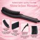 Speedy Precision Hair Straightener Brush Get Sleek Hair Literally in Minutes, Clear LED Screen Display 170-430F, Remembers Favorite Temp. Curved Design for Scalp Comfort. Hot Air Release