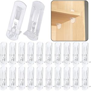 20pcs Plastic Locking Shelf Support Pegs,5mm Shelf Pins,Self-Locking Bracket Clips,Clear Shelf Pegs for for Kitchen Cabinet Furniture Book Shelves, 5mm Peg x 5/8" Thick Shelves