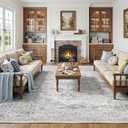 FMFUNCTEX 8x10 Washable Area Rug Blue Neutral Vintage Distressed Oriental Large Non Slip Carpet for Living Room Bedroom Soft Low Pile Indoor Mat Retro Throw Rug for Dining Room Kitchen Office Nursery