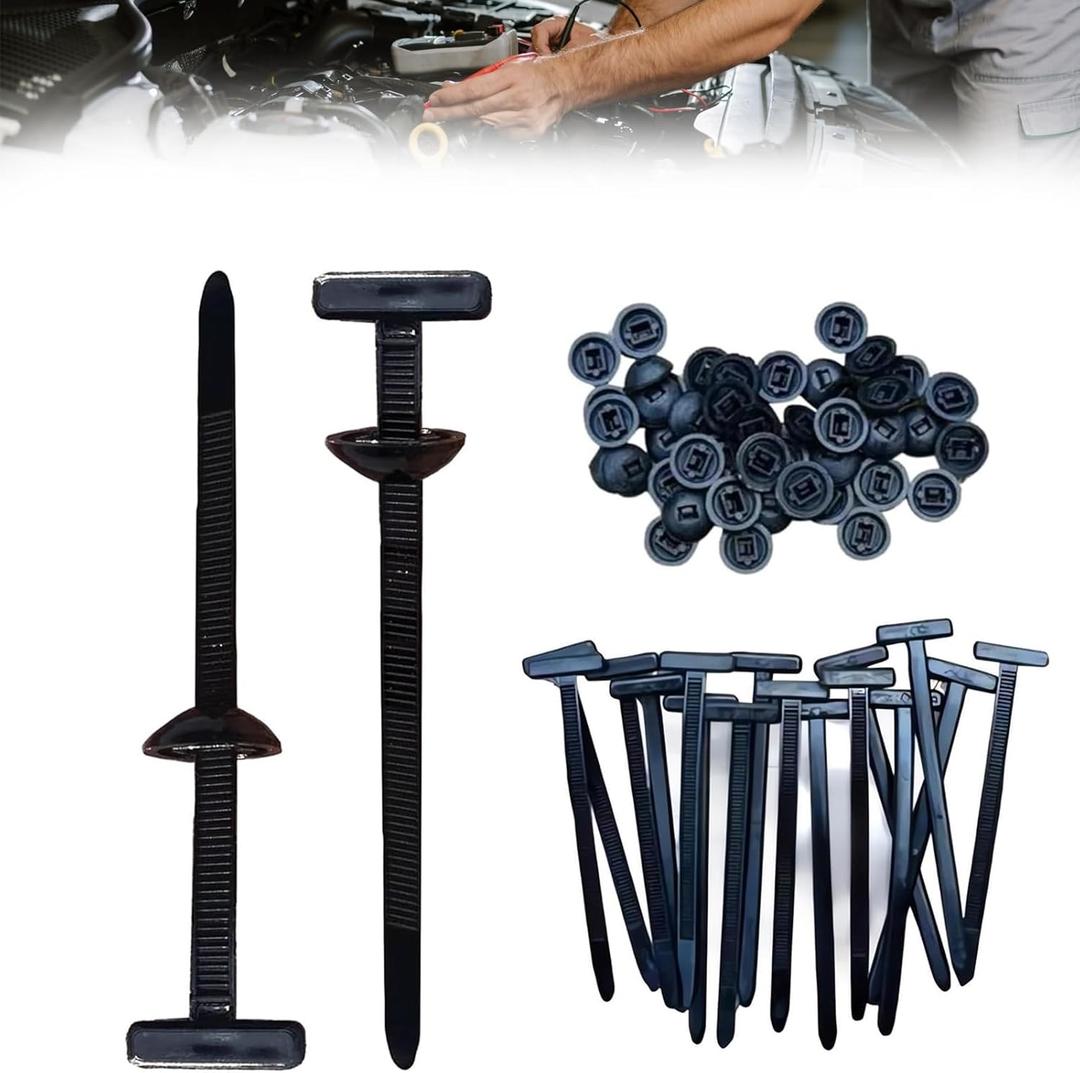 100Pcs Nylon Universal Cable Tie Buckle, Heavy Duty Self-Locking Nylon Zip Ties Holder, Multipurpose Plastic Cable Ties Buck for Car Daily Repair, home, and cable management (Black)