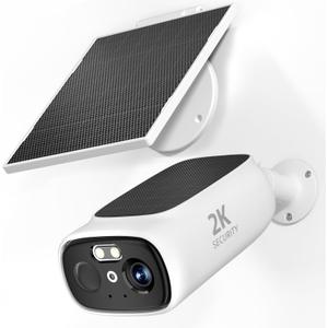 2.4G/5G WiFi Cameras for Home Security, 2K Solar Camera Outdoor Wireless, Color Night Vision Spotlight Camera with 130Wide View2-Way Audio, IP66, Cloud/SD, AI Detection, Works Alexa/Google Home (White)