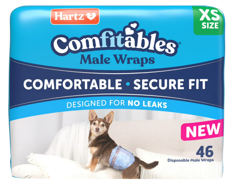 Hartz Comfitables Disposable Male Dog Wraps with Stretchy Waistband, Extra Small 46 Count