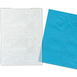 Estivaux Sea Wave Embossing Folders for Card Making, 5.7 × 4.2 Inch Cirrus Plastic Embossing Folders Summer Sea Template Stencil Craft Card Embossing Folder for DIY Scrapbooking