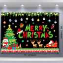 Merry Christmas Banner Decorations Black The Santa Claus Reindeer Snowflakes Bacdrop Decorate for Family Gathering Winter New Year Xmas Eve Party Decoration Supplies 7x5ft