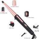 Hair Curling Wand, 0.5-1Inch Tapered Curling Iron, Professional Ceramic Hair Curler Wand with Heat-Resistant Glove, Dual Voltage (Pink)