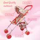 My First Baby Doll Stroller for Toddlers 3 Year Old Girls, Little Kids | Toy Stroller with Bottom Storage Basket, Foldable Frame, Canopy, Seatbelt