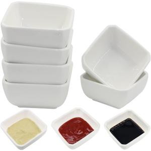 5 Ounce 6 Pack Ceramic Dip Bowls Set Porcelain Dip Mini Bowls Soy Sauce Dish/Bowls - Good for Tomato Sauce, Soy, BBQ and Other Party Dinner (White)