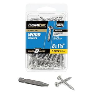 Power Pro Premium 305 Stainless Steel Wood Screws (#8 x 1-1/4")