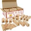 Wooden Train Track 27 Piece Set- 18 Feet Of Track Expansion - 5 Distinct Pieces - 100% Compatible with All Major Brands Including Thomas Wooden Railway System: Screen Free Christmas Gift For Toddlers (Large)