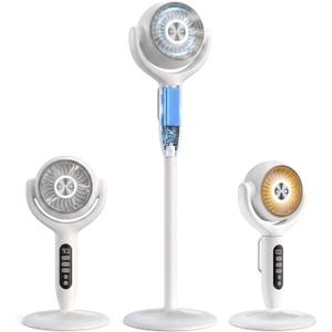 12000mAh Battery Powered Air Circulator Fan, 3-in-1 Height Adjustable Floor/Table/Desk Oscillating Pedestal Fan with LED Light, 20dB Quiet Cordless Rechargeable Cooling Fan for Bedroom Outdoor, 58.4"
