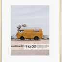 Fun Memories 16x20 Metal Picture Frame with 11x14 Mat, Brushed Aluminum Finish, Tempered Glass Front, and Attached Hanging Hardware(Gold, Pack of 1)