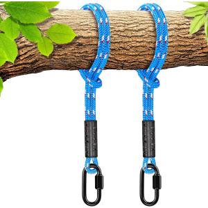 BeneLabel 2PCS Tree Swing Rope Holds 2500 LB Capacity, Hammock Tree Swing Hanging Strap for Outdoor Swings Hammock Playground Set Accessories, 10 ft (Blue)