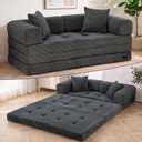 MAXYOYO Convertible Sofa Bed, Floor Sofa Couch with L-Shaped Backrest, Loveseat