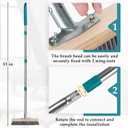 Stainless Steel Deck Scrub Brush with Long Handle, Outdoor Broom for Concrete, Deck, Cement Floor Cleaning, 53" Long Handled Heavy Duty Floor Scrubber