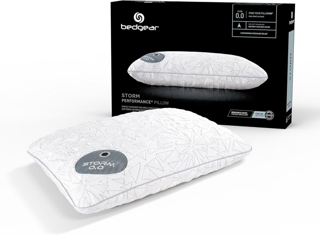 Bedgear Storm Performance Pillow  0.0 - Cooling Bed Pillow for Hot Sleepers - Medium Firmness Pillow for All Sleep Positions, Washable & Removable Cover - 20" W x 26" L x 4.75" H (Size 0.0, Standard-new)