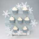 Cheerland Snowflake Cupcake Stand Centerpiece Acrylic Winter Wonderland Decoration for Girls Birthday Party Decoration Christmas Cupcake Stand Arctic Themed Dessert Kids Party Bake Sale Decoration