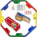 Colorful Jokers and Marbles Board Game Pegs and Jokers Card Game for 2-8 Players 8 Solid Wood Game Boards 4 Colors 40 Marbles 4 Decks of Cards Full Size Game Set