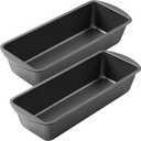 Tiawudi Extra Large Bread Pan, 13" x 5" Long Loaf Pan, Nonstick Baking Pan, Rectangular Loaf Tin, Set of 2 (Gray)