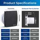 Venta 6 Inch Exhaust Fan  1.7 Sones, Quiet Wall Mount Bathroom Exhaust Fan  Powerful 141 CFM Airflow, Anti-Backflow, Energy-Efficient - For Kitchen, Garage, Office - Black