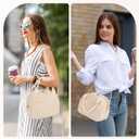 Lunch Bag Women with Shoulder Strap【Large Capacity】【Strengthen Insulation】【Durable ＆ Waterproof】 Corduroy Lunch Tote Bag, Reusable Insulated Lunch Box/Cooler for Women/Girl/Men, Beige+Sticker