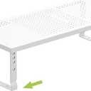 Expandable Cabinet Shelf Organizer Storage Spice Rack Shelves for Kitchen Stackable Adjustable Pantry Cupboard Bathroom Countertop Desktop(1Pack/White/Large-with Hole)