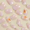 4 x Fall Maple Leaf Press On Almond Glossy Gradient White Acrylic Artificial Full Cover Autumn Thanksgiving Stick On Nails for Women Girls Manicure