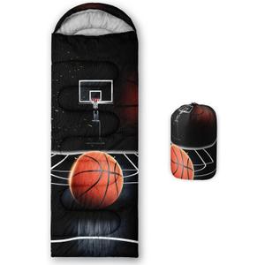 QOOMO Camping Sleeping Bags,3 Season Warm & Cool Weather,Lightweight,Waterproof Sleeping Bags for Adults & Kids,Traveling,and Outdoors,Camping Gear Equipment (Basketball Court Basketball 10)