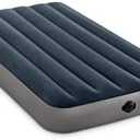 Intex 64781E Dura-Beam Standard Single-High Air Mattress: Fiber-Tech – Twin Size – 2-Step Pump – 10in Bed Height – 300lb Weight Capacity