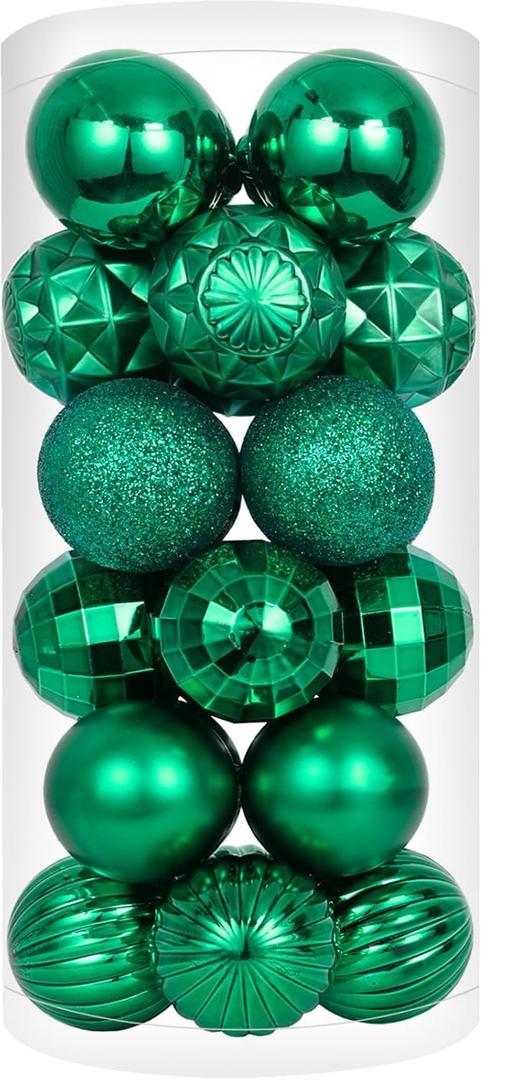 XmasExp 24ct Christmas Ball Ornaments Shatterproof Xmas Tree Hanging Balls Decorations Perfect for Holiday Wedding Christmas Decor (Malachite Green, 1.57")