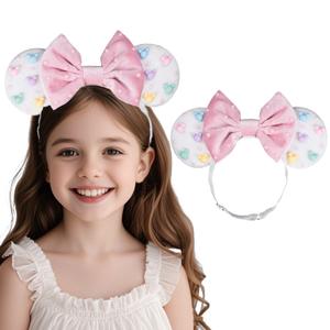 JIAHANG Adjustable Velvet Mouse Ear Hair Bow Headband with Beadings, Fashion Hair Bands for Newborn Toddlers, Kids (colorful)